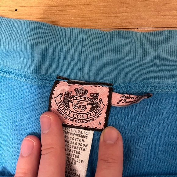 Juicy Couture Vintage Blue Velour Lounge Pants with Floral Accent - Picture 2 of 6
